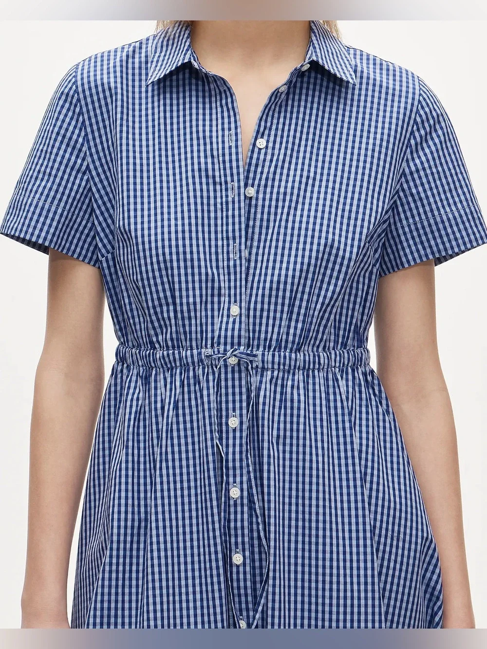 J.Crew Cerise shirt-dress in gingham cotton poplin in brilliant indigo - Picture 2 of 9